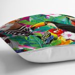 Amazon Papağan Temalı Dijital Baskılı Kırlent Kılıfı Realhomes