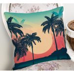 - Rh-K3480-1 - Realhomes  Watercolor Gün Batımı Dijital Baskılı Modern Yastık Kırlent Kılıfı Realhomes