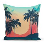 - Rh-K3480 - Realhomes  Watercolor Gün Batımı Dijital Baskılı Modern Yastık Kırlent Kılıfı Realhomes