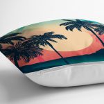 - Rh-K3480-2 - Realhomes  Watercolor Gün Batımı Dijital Baskılı Modern Yastık Kırlent Kılıfı Realhomes