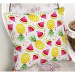Realhomes Watercolor Karpuz Ananas Desenli Dijital Baskılı Modern Yastık Kırlent Kılıfı Realhomes