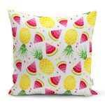 Realhomes Watercolor Karpuz Ananas Desenli Dijital Baskılı Modern Yastık Kırlent Kılıfı Realhomes