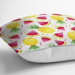 Realhomes Watercolor Karpuz Ananas Desenli Dijital Baskılı Modern Yastık Kırlent Kılıfı Realhomes