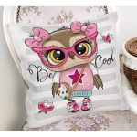 - Rh-K3487-1 - Realhomes Fashion Baykuş Tasarımlı Dijital Baskılı Modern Yastık Kırlent Kılıfı Realhomes