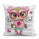 - Rh-K3487 - Realhomes Fashion Baykuş Tasarımlı Dijital Baskılı Modern Yastık Kırlent Kılıfı Realhomes