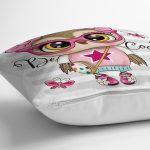 - Rh-K3487-2 - Realhomes Fashion Baykuş Tasarımlı Dijital Baskılı Modern Yastık Kırlent Kılıfı Realhomes