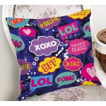 - Rh-K3493-1 - Realhomes Realhomes XO Pop Art Tasarımlı Dijital Baskılı Modern Yastık Kırlent Kılıfı Realhomes