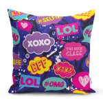 - Rh-K3493 - Realhomes Realhomes XO Pop Art Tasarımlı Dijital Baskılı Modern Yastık Kırlent Kılıfı Realhomes
