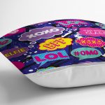 - Rh-K3493-2 - Realhomes Realhomes XO Pop Art Tasarımlı Dijital Baskılı Modern Yastık Kırlent Kılıfı Realhomes