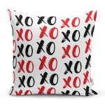 - Rh-K3494 - Realhomes XO Harf Tasarımlı Dijital Baskılı Modern Yastık Kırlent Kılıfı Realhomes
