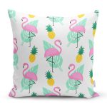 - Rh-K3496 - Realhomes Realhomes Pembe Flamingo Özel Tasarımlı Dijital Baskılı Modern Yastık Kırlent Kılıfı Realhomes