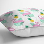 - Rh-K3496-2 - Realhomes Realhomes Pembe Flamingo Özel Tasarımlı Dijital Baskılı Modern Yastık Kırlent Kılıfı Realhomes