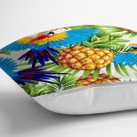 Ananas Tropikal Desenli Özel Tasarım Dijital Baskılı Modern Yastık Kırlent Kılıfı Realhomes
