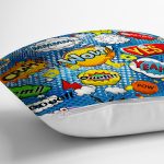 Mavi Zeminde Pop Art Özel Tasarımlı Dijital Baskılı Modern Yastık Kırlent Kılıfı Realhomes