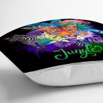 Siyah Zeminde Jungle Özel Tasarımlı Modern Yastık Kırlent Kılıfı Realhomes