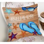 Summer Plaj Tasarımlı Dijital Baskılı Dekoratif Yastık Kırlent Kılıfı Realhomes