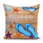 Summer Plaj Tasarımlı Dijital Baskılı Dekoratif Yastık Kırlent Kılıfı Realhomes