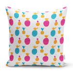 - Rh-K3506 - Realhomes Realhomes Renkli Ananas Motifli Dijital Baskılı Modern Yastık Kırlent Kılıfı Realhomes
