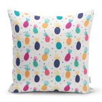 - Rh-K3511 - Realhomes Realhomes Renkli Ananaslar Özel Tasarım Dijital Baskılı Modern Yastık Kırlent Kılıfı Realhomes