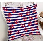 - Rh-K3515-1 - Realhomes Mavi Çizgili Denizci Desenli Dijital Baskılı Modern Yastık Kırlent Kılıfı Realhomes