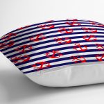 - Rh-K3515-2 - Realhomes Mavi Çizgili Denizci Desenli Dijital Baskılı Modern Yastık Kırlent Kılıfı Realhomes