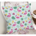- Rh-K3517-1 - Realhomes Summer Flamingo Motifli Özel Tasarım Dijital Baskılı Yastık Kırlent Kılıfı Realhomes