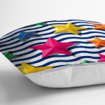 - Rh-K3518-2 - Realhomes Zikzak 3D Yıldız Desenli Dijital Baskılı Modern Yastık Kırlent Kılıfı Realhomes