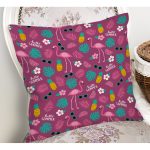 Realhomes Mor Zeminde Hello Summer Özel Tasarımlı Dijital Baskılı Modern Yastık Kırlent Kılıfı Realhomes