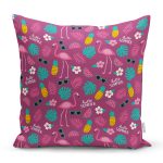 Realhomes Mor Zeminde Hello Summer Özel Tasarımlı Dijital Baskılı Modern Yastık Kırlent Kılıfı Realhomes