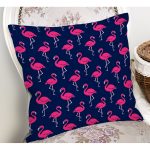 - Rh-K3521-1 - Realhomes Realhomes Modern Lacivert Zeminde Flamingo Desenli Modern Yastık Kırlent Kılıfı Realhomes