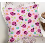 Pembe Uğurböceği Özel Tasarımlı Dijital Baskılı Modern Yastık Kırlent Kılıfı Realhomes