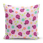 Pembe Uğurböceği Özel Tasarımlı Dijital Baskılı Modern Yastık Kırlent Kılıfı Realhomes