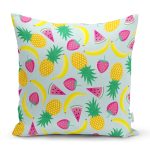 - Rh-K3526 - Realhomes Tropikal Meyve Desenli Özel Tasarımlı Dijital Baskılı Modern Yastık Kırlent Kılıfı Realhomes