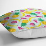 - Rh-K3526-2 - Realhomes Tropikal Meyve Desenli Özel Tasarımlı Dijital Baskılı Modern Yastık Kırlent Kılıfı Realhomes