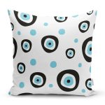 - Rh-K3527 - Realhomes Nazar Boncuğu Motifli Özel Tasarımlı Dijital Baskılı Modern Yastık Kırlent Kılıfı Realhomes