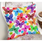- Rh-K3528-1 - Realhomes Renkli Kelebekler Özel tasarım Dijital Baskılı Modern Yastık Kırlent Kılıfı Realhomes