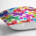 - Rh-K3528-2 - Realhomes Renkli Kelebekler Özel tasarım Dijital Baskılı Modern Yastık Kırlent Kılıfı Realhomes