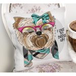 - Rh-K3529-1 - Realhomes Özel Tasarım Köpekçik Tasarımlı Dijital Baskılı Modern Yastık Kırlent Kılıfı Realhomes