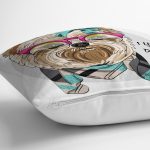 - Rh-K3529-2 - Realhomes Özel Tasarım Köpekçik Tasarımlı Dijital Baskılı Modern Yastık Kırlent Kılıfı Realhomes