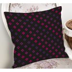 - Rh-K3533-1 - Realhomes  Realhomes Siyah Zeminde Pembe Geometrik Desenli Dijital Baskılı Modern Yastık Kırlent Kılıfı Realhomes