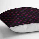 - Rh-K3533-2 - Realhomes  Realhomes Siyah Zeminde Pembe Geometrik Desenli Dijital Baskılı Modern Yastık Kırlent Kılıfı Realhomes