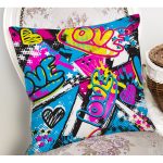 Popart Love Motifli Dijital Baskılı Modern Yastık Kırlent Kılıfı Realhomes