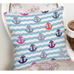 Rengarenk Çapa Desenli Özel Tasarımlı Dijital Baskılı Modern Yastık Kırlent Kılıfı Realhomes