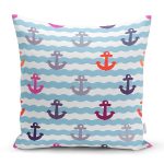 Rengarenk Çapa Desenli Özel Tasarımlı Dijital Baskılı Modern Yastık Kırlent Kılıfı Realhomes