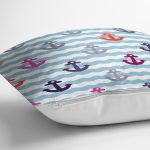 Rengarenk Çapa Desenli Özel Tasarımlı Dijital Baskılı Modern Yastık Kırlent Kılıfı Realhomes