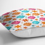 Deniz kabuğu Motifli Özel Tasarımlı Dijital Baskılı Modern Yastık Kırlent Kılıfı Realhomes