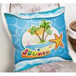 - Rh-K3547-1 - Realhomes Mavi Zeminde Summer Motifli Dijital Baskılı Modern Yastık Kırlent Kılıfı Realhomes