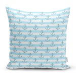 - Rh-K3553 - Realhomes Çapa Desenli Denizci Temalı Özel Tasarımlı Dijital Baskılı Modern Yastık Kırlent Kılıfı Realhomes