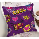 Realhomes Mor Zeminli Cool Pop Art Özel Tasarımlı Modern Yastık Kırlent Kılıfı Realhomes