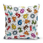 - Rh-K3562 - Realhomes Özel Tasarım Rakamlar Dijital Baskılı Modern Yastık Kırlent Kılıfı Realhomes